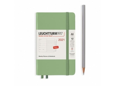 Leuchtturm Week Planner + Notebook Pocket Sage agenda 2021