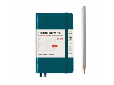 Leuchtturm Week Planner + Notebook Pocket Pacific Green agenda 2021