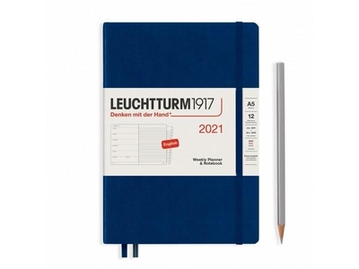 Leuchtturm Weekly Planner + Notebook Medium A5 Navy Agenda 2021