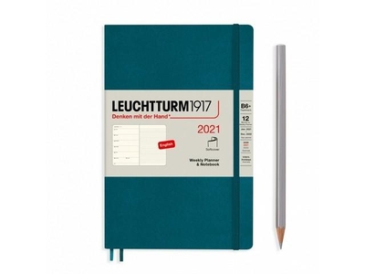 Leuchtturm Week Planner + Notebook Softcover Paperback Pacific Green agenda 2021