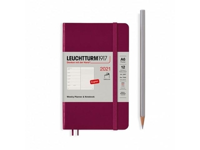 Leuchtturm Week Planner + Notebook Softcover Pocket Port Red agenda 2021