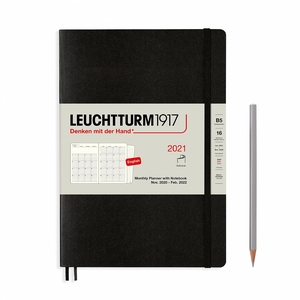 Leuchtturm Montly Planner + Notebook Softcover B5 Black 16 maanden 2020-2021