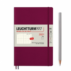 Leuchtturm Montly Planner + Notebook Softcover B6 Port Red 16 maanden 2020-2021