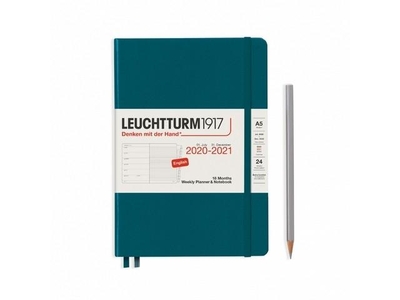 Leuchtturm Weekly Planner & Notebook A5 Medium Pacific Green 18 maanden 2020-2021