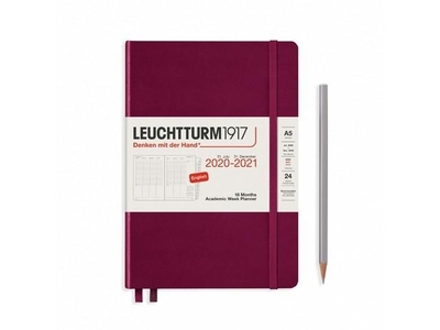 Leuchtturm Academic Week Planner A5 Medium Port Red 18 maanden 2020-2021