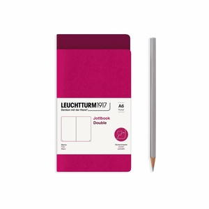 Leuchtturm A6 Double Pocket Jottbook Softcover Port Red/Berry Plain Notebook