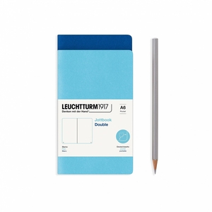 Leuchtturm A6 Double Pocket Jottbook Softcover Ice Blue/Royal Blue Plain Notebook