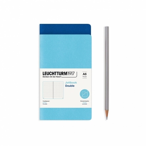 Leuchtturm A6 Double Pocket Jottbook Softcover Ice Blue/Royal Blue Dotted Notebook