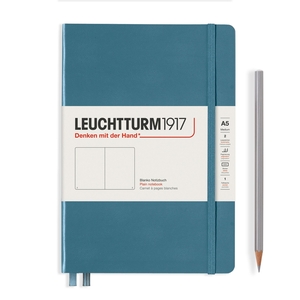 Leuchtturm Rising Colours A5 Medium Hardcover Stone Blue Plain Notebook