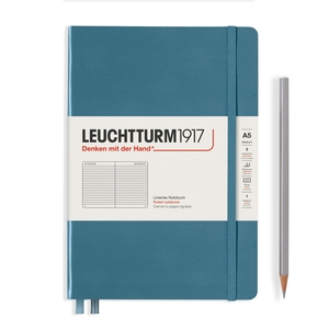 Leuchtturm Rising Colours A5 Medium Hardcover Stone Blue Ruled Notebook