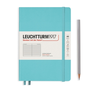 Leuchtturm Rising Colours A5 Medium Hardcover Aquamarine Ruled Notebook