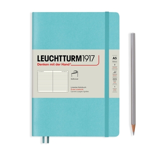 Leuchtturm Rising Colours A5 Medium Softcover Aquamarine Ruled Notebook