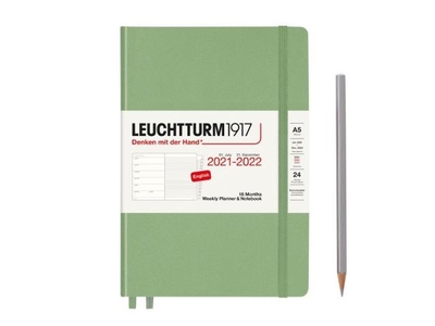 Leuchtturm Weekly Planner & Notebook A5 Medium Sage 18 maanden 2021 - 2022