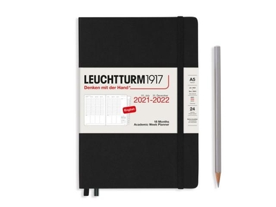 Leuchtturm Academic Week Planner A5 Medium Black 18 maanden 2021-2022