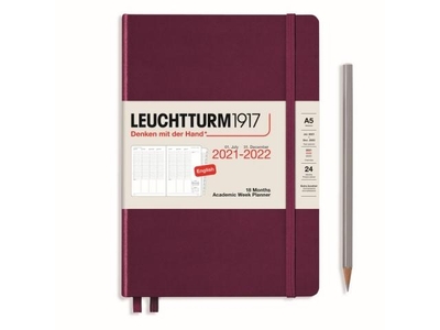 Leuchtturm Academic Week Planner A5 Medium Port Red 18 maanden 2021-2022