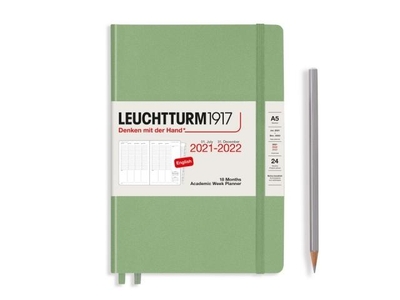 Leuchtturm Academic Week Planner A5 Medium Sage 18 maanden agenda 2021-2022