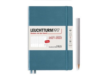 Leuchtturm Academic Week Planner A5 Medium Stone Blue 18 maanden 2021-2022