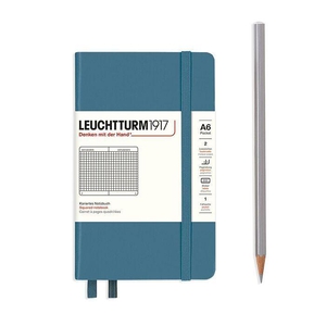 Leuchtturm A6 Pocket Stone Blue Squared Hardcover Notebook