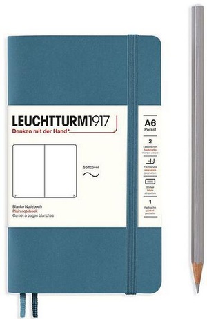 Leuchtturm A6 Pocket Stone Blue Plain Softcover Notebook