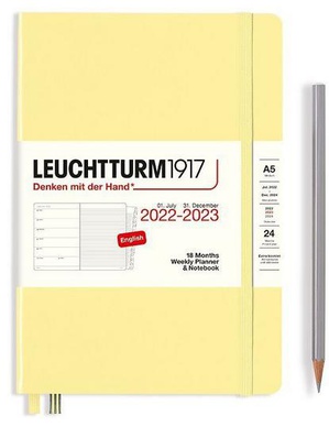 Leuchtturm Weekly Planner + Notebook A5 Medium Vanilla Hardcover 18M 2022-2023