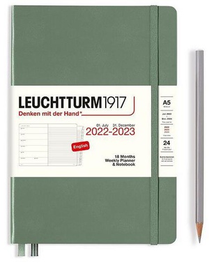 Leuchtturm Weekly Planner + Notebook A5 Medium Olive Hardcover 18M 2022-2023
