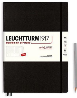 Leuchtturm Academic Week Planner A4+ Master Black Hardcover 18M 2022-2023