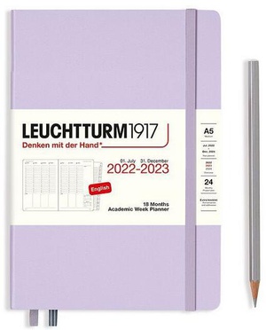 Leuchtturm Academic Week Planner A5 Medium Lilac Hardcover 18M 2022-2023