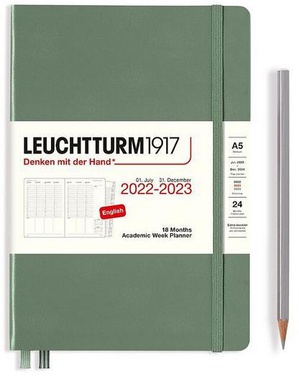 Leuchtturm Academic Week Planner A5 Medium Olive Hardcover 18M 2022-2023