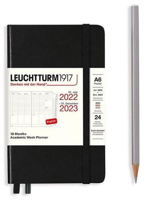 Leuchtturm Academic Week Planner A6 Pocket Black Hardcover 18M 2022-2023