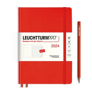 Leuchtturm Weekly Planner & Notebook Medium A5 Fox Red Agenda 2024