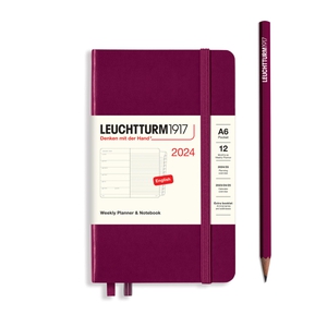 Leuchtturm Weekly Planner + Notebook A6 Pocket Port Red Agenda 2024