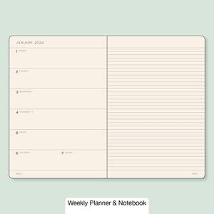 Leuchtturm Weekly Planner + Notebook A5 Medium Softcover Forest Green Agenda 2024
