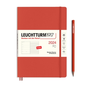 Leuchtturm Weekly Planner + Notebook A5 Medium Softcover Fox Red Agenda 2024