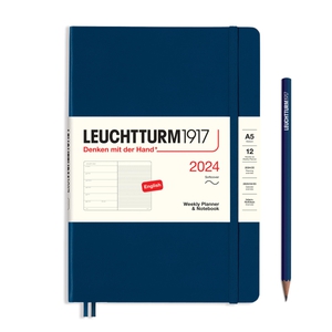 Leuchtturm Weekly Planner + Notebook A5 Medium Softcover Navy Agenda 2024