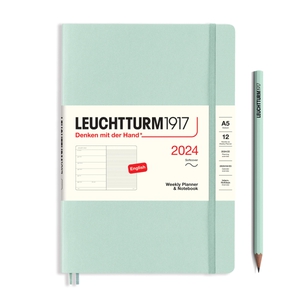 Leuchtturm Weekly Planner + Notebook A5 Medium Softcover Mint Green Agenda 2024