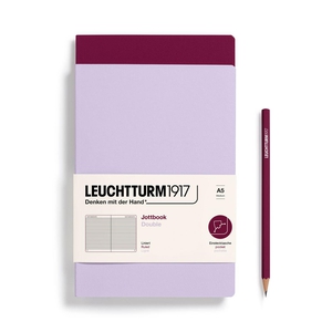 Leuchtturm A5 Double Medium Jottbook Softcover Lilac/Port Red Ruled Notebook