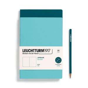 Leuchtturm A5 Double Medium Jottbook Softcover Aqua/Pacific Plain Notebook