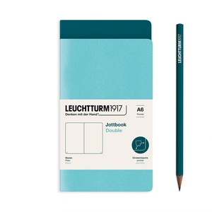 Leuchtturm A6 Double Pocket Jottbook Softcover Aqua/Pacific Plain Notebook