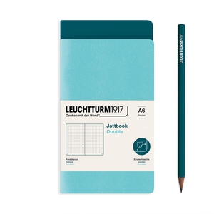 Leuchtturm A6 Double Pocket Jottbook Softcover Aqua/Pacific Dotted Notebook