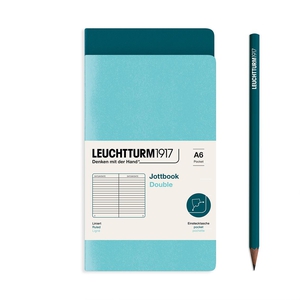 Leuchtturm A6 Double Pocket Jottbook Softcover Aqua/Pacific Ruled Notebook