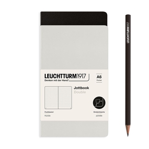 Leuchtturm A6 Double Pocket Jottbook Softcover Grey/Black Dotted Notebook