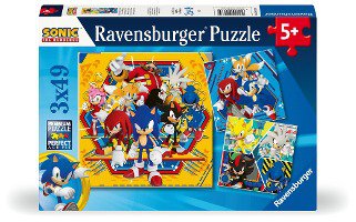 Ravensburger Kinderpuzzle 12001133 - Die Abenteuer von Sonic - 3x49 Teile Sonic Puzzle für Kinder ab 5 Jahren