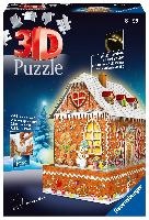 Ravensburger 3D Puzzle 11237 - Lebkuchenhaus bei Nacht - 216 Teile - Weihnachtsdeko für Erwachsene und Kinder ab 8 Jahren - leuchtet im Dunkeln
