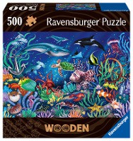 Ravensburger WOODEN Puzzle 17515 - Unten im Meer - 500 Teile Holzpuzzle für Erwachsene und Kinder ab 14 Jahren, mit stabilen, individuellen Puzzleteilen und 40 kleinen Holzfiguren (Whimsies)