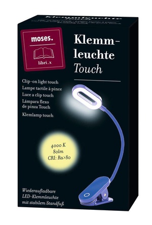 Moses Libri LED Leeslamp met clip USB Oplaadbaar - Electric Blue