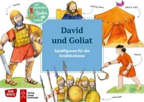 David und Goliat. Spielfiguren für die Erzählschiene.