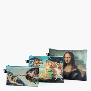 Loqi Zip Pockets - Michelangelo  /da Vinci  /Botticelli - Geboorte van Adam / Geboorte van Venus / Mona Lisa ( set van 3 )