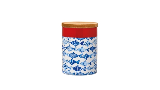 Remember Porseleinen Pot met houten deksel S - Fish