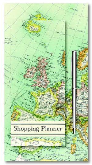 Shopping planner magnetisch + pen - vintage map