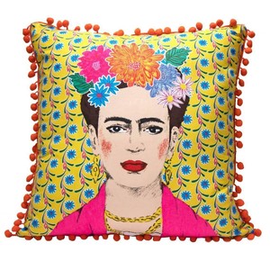 Talking Tables Boho Frida Kahlo Kussen Geel met kwastjes